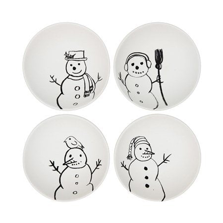 Stoneware Bowl with Snowman Image, 4 Styles