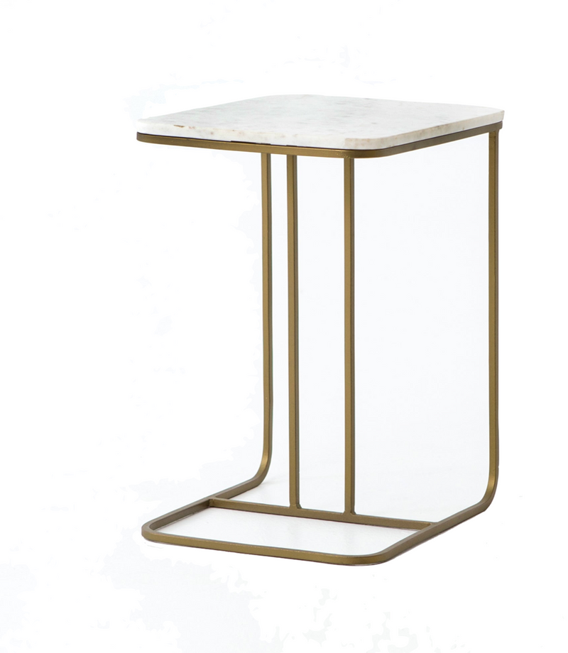 Adalley C Table - Polished White Marble