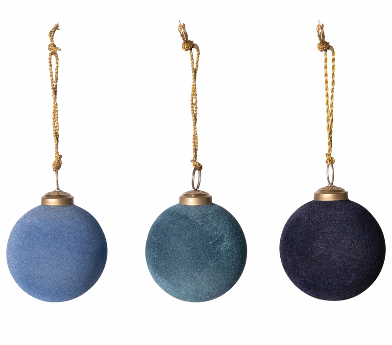 Round Flocked Ornament - 3 Colours
