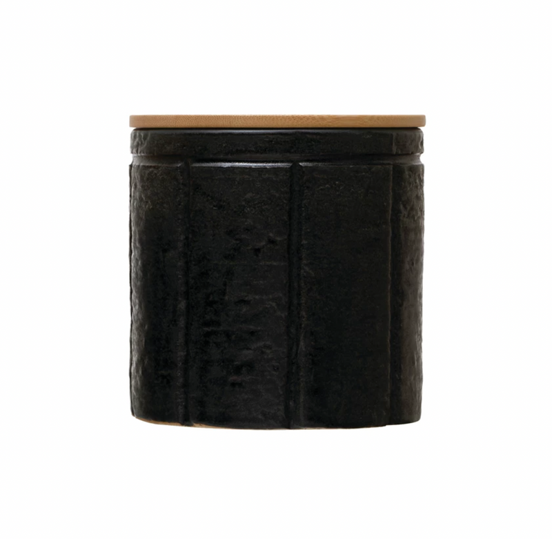 Stoneware Canister with Bamboo Lid - Medium