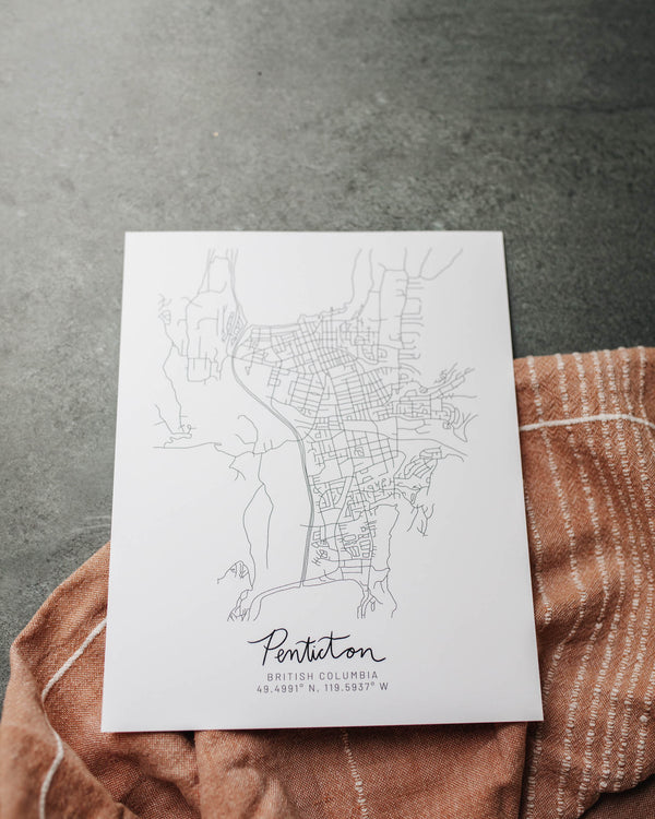 Penticton Hand Drawn Map Print