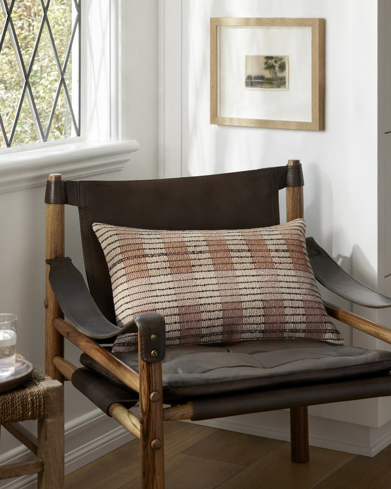 Amber Lewis - Onofre Ivory and Brown Lumbar Cushion