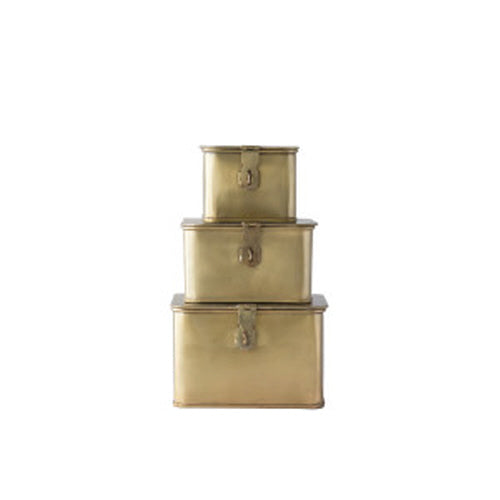 Decorative Brass Boxes - Square, Set of Three