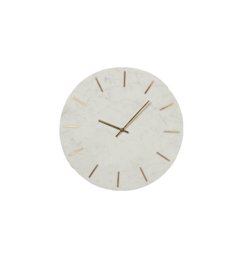 Large Marble Wall Clock with Gold Inlay