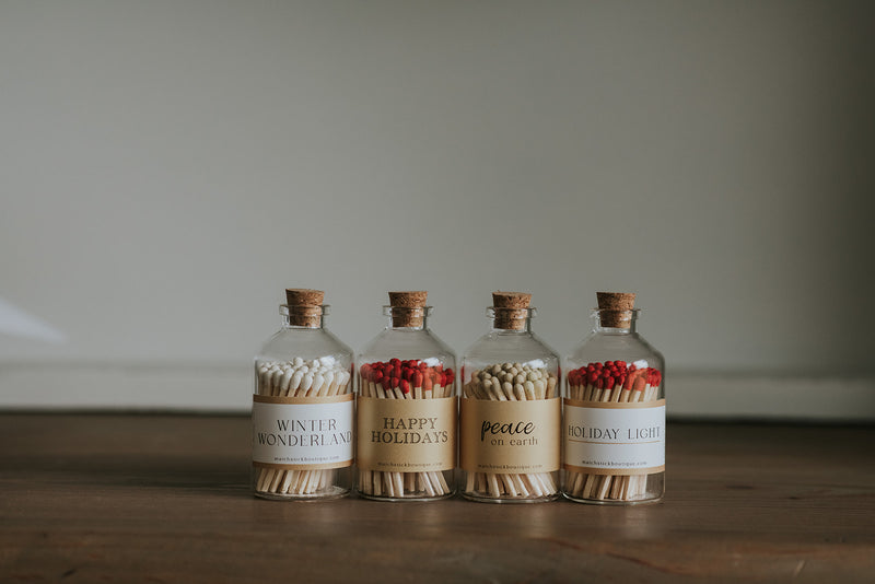 Happy Holidays | Red Tip Matches &amp; Apothecary Jar